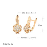 14K Rolled Gold New Circle Hollow Snowflake Inlay AAA Zircon Diamonds Hoop Earrings
