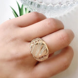 14 Karat Gold Filled Glossy Big Size Openwork Chevron Rings For Men Trendy Jewellery