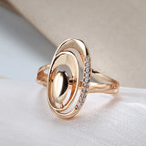 Unusual Minimalist Geometry Luxury 14K Rolled Rose Gold AAA Zircon Diamonds Ring - Fashion Fine Jewellery