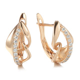 14K Rolled Gold Vintage Elegant Fashion AAA Zircon Diamonds Hollow & Glossy Clip Earrings
