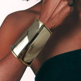 Simple Design Smooth Alloy Cuff Bracelets For Women Classic Big Bangle Manchette Punk Statement Jewellery