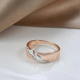 Latest Vintage 6mm Wide AAA Zircon Diamonds Leaf Rings for Women with 14K Filled Rose Gold in Silver Colour Jewellery
