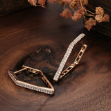 14K Gold Filled Trendy Rhombus Shape AAA Zircon Diamonds Hollow Back Elegant Earrings