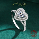 Fashion Silver Romantic Luxury Heart Dazzling AAAA Lab Created Diamond Rings