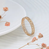 Adorable Hollow 14K Gold Filled AAA Zircon Diamonds Double Row Micro-wax Inlay Ring