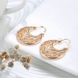 14K Gold Filled New Ethnic Design Hollow Weave Texture Round Hoops Boho Earrings