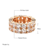 Classic 14K Rolled Rose Gold Hip Hop Double Row Micro-wax Inlay AAA Zircon Diamonds Rings - Fashion Jewellery