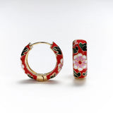 New Fashion Enamel Flower Huggie Hoop Vintage Boho Circle Handmade Earrings