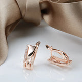 14K Gold Filled Geometric Square Smooth Metal AAA Zircon Diamonds Vintage Earrings