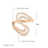 New Arrival Filled 14K Rose Gold Geometric Wave AAA Zircon Diamonds Rings for Women - Wedding Fashion Jewellery