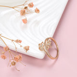 14K Rolled Gold Elegant Flower Double AAA Zircon Diamonds Women's Fashion Rings