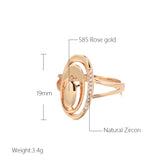 Unusual Minimalist Geometry Luxury 14K Rolled Rose Gold AAA Zircon Diamonds Ring - Fashion Fine Jewellery