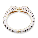 Unique Design Trendy Double Leopard Head Enamel Cuff Bracelet Statement Bangle for Women - Gold Plated Bracelet - The Jewellery Supermarket