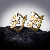 Elegant Golden Flower Silver Handmade Enamel White Flower Stud Earrings