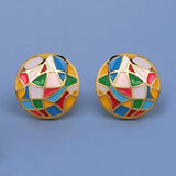 New Colourful Irregular Pattern Handmade Enamel Hoop Earrings