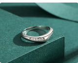 New Sleek Wavy Sterling Silver Clear AAAA Lab Created Diamonds Personality Ring