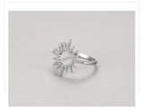 Amazing Sun Flower Sparkling AAAA Lab Created Diamonds 925 Sterling Silver Ring