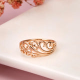 New Fine Jewellery Boho Hollow Flower14K Rolled Rose Gold Ring for Women, Ethnic Wedding Party Rings