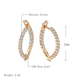 14K Gold Filled Clip Earrings Elegant Curve Long Drop Inlay AAA Zircon Diamonds Earrings