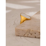 18K Gold Plated Stainless Steel Irregular Natural Shell Vintage Temperament Ring