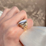 New Design Filled 14K Rose Gold Glossy Rhombus Hollow Flower Jewellery Ethnic Wedding Ring