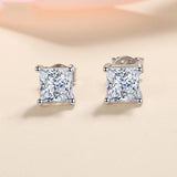 Real 0.6-1.0 Carat D Colour Moissanite Sterling Silver Sparkling Diamond Earrings