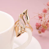 Trendy 14K Rolled Rose Gold Ethnic Style Luxury AAA Zircon Diamonds Rings for Women - Fashion Fine Jewellery