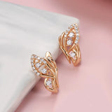 14K Rolled Gold Butterfly AAA Zircon Diamonds Symmetrical Wing Glossy Hollow Earrings