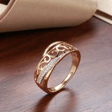 Beautiful Ethnic Hollow Flower Rolled 14K Rose Gold AAA Zircon Diamonds Ring - Daily Vintage Jewellery