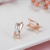 14K Gold Filled AAA Zircon Diamonds Rose White Gold Colour Design A&W Letter Earrings