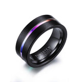 New Arrival 8mm Stylish Thin Line Style Tungsten Carbide Rings for Men - Popular Wedding Rings - The Jewellery Supermarket