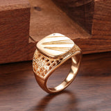 14 Karat Gold Filled Glossy Big Size Openwork Chevron Rings For Men Trendy Jewellery
