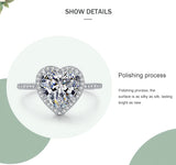 Heart Design Elegant Romantic Sparkling AAAA Lab Created Diamond Silver Rings
