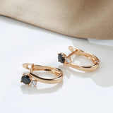 14K Gold Filled Minimalist AAA Black Zircon Inlay Diamond Dainty Pierced Golden Earrings