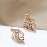 Luxury Micro Inlay AAA Zircon 14K Filled Rose Gold Hollow Flower Symmetry Piercing Hoops Clip Earrings