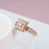 Luxury Crystal Flower Superb Design Filled 14K Rose Gold AAA Zircon Diamonds Big Ring - Fine Vintage Jewellery