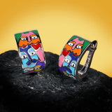 New Style Face Design Colourful Enamel Handmade Silver Earrings