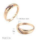 Luxury Stylish Simplicity Vintage Style Rolled 14K Rose Gold Blue AAA Zircon Crystals Ring -Fine Jewellery