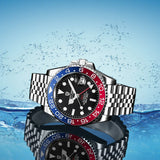 Popular Luxury Brand Left Crown Men Mechanical Wristwatches 100M Waterproof Sapphire Glass PD-1662 GMT Watch for Men