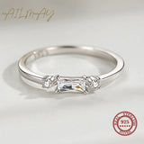 Superb 925 Sterling Silver Rectangle Shiny Sparkling AAAA Lab Created Diamonds Ring