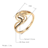 14 Karat Gold Filled Fashion Black AAA Zircon Diamonds Geometric Twine Hollow Line Rings