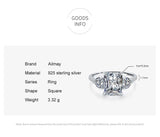 Exquisite Luxury Princess Cut 3ct  AAAA Lab Created Diamond 925 Silver Ring