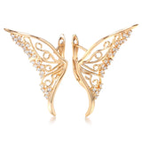 Luxury 14K Rolled Gold AAA Zircon Diamonds Dazzling Hollow Butterfly Stud Earring