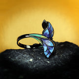 Unique Shape Handmade Blue Butterfly Enamel 925 Silver Elegant Ring