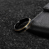 New Arrival Brushed Tungsten Black 6/8mm Rings With Gold Colour Edge - Unisex Women Men Wedding Rings - The Jewellery Supermarket