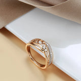 Beautiful Ethnic Hollow Flower Rolled 14K Rose Gold AAA Zircon Diamonds Ring - Daily Vintage Jewellery