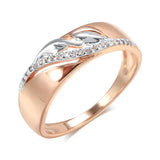 Latest Vintage 6mm Wide AAA Zircon Diamonds Leaf Rings for Women with 14K Filled Rose Gold in Silver Colour Jewellery