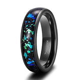 New Arrival Galaxy Created-opal Inlay Black Sand Two Tone Polished Tungsten Wedding Rings for Women