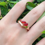 Luxury Red AAA Zircon Crystals 14K Gold Filled Ring Ethnic Vintage Jewellery