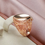 New Design Filled 14K Rose Gold Glossy Rhombus Hollow Flower Jewellery Ethnic Wedding Ring